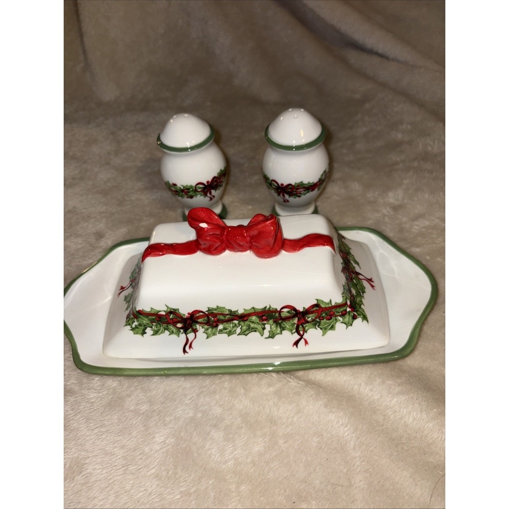 Traditions Holiday Celebrations by Christopher Radko Butter Dish, S&P Shakers